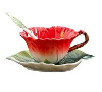 YUWEN Creativo 3D Dipinto a Mano Fusang Fiore Girasole Clivia Smalto Colore Ceramica Set da tè per caffè Piatto per Tazza di t蠠 pomeridiano