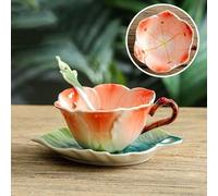YUWEN Creativo 3D Dipinto a Mano Fusang Fiore Girasole Clivia Smalto Colore Ceramica Set da tè per caffè Piatto per Tazza di t蠠 pomeridiano