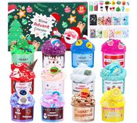 Yuxava Fluffy Butter Slime Kit, Slime Calendario dell'Avvento 2025 per Bambini, Melma Trasparente e Melma di Burro,Kit fai da te Giocattolo Antistress,Regalo a Sorpresa di Natale per Ragazze e Ragazzi