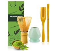 Yuxava Matcha Kit, 4 Pezzi Matcha Set, Kit Cerimonia Matcha Giapponese, con Ciotola/frusta matcha, Matcha Cerimoniale, Set Accessori Cerimonia Tè Matcha, Regalo per gli amanti del matcha