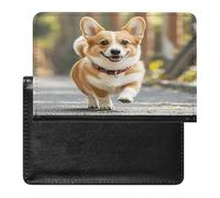 YUXBVKRS Porta passaporto da viaggio con stampa Corgi in esecuzione | Simpatica custodia per passaporto, porta documenti da viaggio in PU per uomini e donne