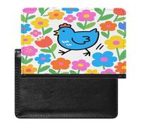 YUXBVKRS Porta passaporto da viaggio con stampa di pollo in fiore carino | Simpatica custodia per passaporto, porta documenti da viaggio in PU per uomini e donne