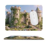YUXBVKRS Tappetino per mouse con bordo cucito, tappetino per mouse piccolo in gomma, stampa castello antico, 20 x 23,9 cm, impermeabile e portatile, per ufficio, giochi, studio