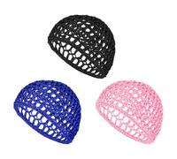 YUXIANLB 3 cappucci a rete per capelli per dormire in rete traspirante avvolgente elastico all'uncinetto in rayon lavorato a maglia Snood cuffia per parrucca per balletto, doccia, bagno, trucco, stile