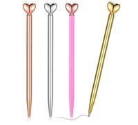 YUXIANLB 4 penne a forma di cuore, penne decorative retrattili in metallo, penne a sfera con inchiostro nero da 1,0 mm, simpatiche penne regalo per donne, scuola, ufficio, matrimoni, addio al nubilato