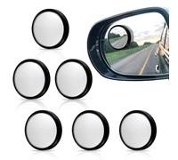 YUXIANLB 6 pezzi specchietti laterali per angolo cieco vetro rotondo grandangolare 360° specchio regolabile angolo morto 5,1 cm rotondo convesso specchio retrovisore convesso con retro autoadesivo