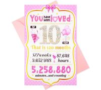 YUXIANLB Biglietto di auguri per il 10° compleanno con busta, decorazioni per il 10° compleanno per ragazze e ragazzi, regalo di compleanno per bambina di 10 anni, regalo di compleanno per figlia,