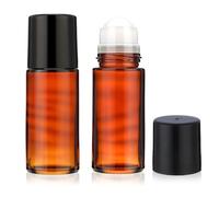 YUXIANLB Bottiglie di olio in vetro da 50 ml, 2 pezzi, ricaricabili roll-on per oli essenziali, profumi, cosmetici, applicatore per scooter, deodorante vuoto