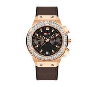 Yuxier Orologi da donna al quarzo con cintura morbida moda orologio da donna rotondo impermeabile calendario orologio da polso da donna, Caffè Dorato