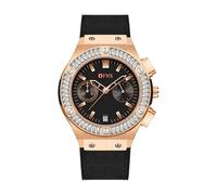 Yuxier Orologi da donna al quarzo con cintura morbida moda orologio da donna rotondo impermeabile calendario orologio da polso da donna, Nero e oro.