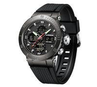 Yuxier Orologi militari da uomo, impermeabili, tattici, militari, sportivi, triplo tempo, multi allarme, calendario automatico, luce posteriore a LED, Completamente nero., Cinturino