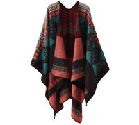 YUXITA Poncho reversibile modello geometrico maglione maglione pashmina scialle avvolgente sciarpa mantello scialle etnico sciarpa invernale poncho