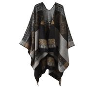 YUXITA Poncho reversibile modello geometrico maglione maglione pashmina scialle avvolgente sciarpa mantello scialle etnico sciarpa invernale poncho