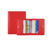 YUXITA Porta carte d'identità multi-slot per carte di credito portafoglio alla moda in pelle PU borsa per carte di credito con fibbia, Rosso, 9*10.5 cm