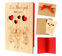YUXMU Biglietti d'auguri fatti a mano in legno di bambù con busta, lettera d'amore, biglietto personalizzato, cuori, biglietti d'amore per moglie, fidanzata, anniversario, compleanno, matrimonio