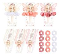 Yuxung 24 set di bomboniere per feste con 24 elastici morbidi elastici per capelli, 24 biglietti di ringraziamento, accessori per feste di compleanno, regalo di danza