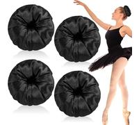 Yuxung 4 chignon in raso, per chignon e chignon, mantengono l'umidità, facili da acconciare, per donne e donne, ballerine militari e affari, colore nero