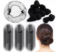 Yuxung 720 retine per capelli a rete, 61 cm, nere, elastiche, invisibili, elastiche, accessori per capelli, per donne, chignon, balletto, servizio di ristorazione in cucina