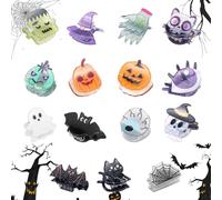 Yuxung Confezione da 15 fermagli per capelli di Halloween, fantasma spettrale, zucca, cappello da strega e pipistrello, graziosi accessori per capelli di Halloween, per costumi da donna, bomboniere