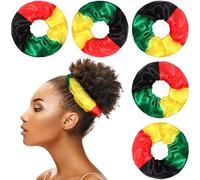 Yuxung Juneteenth - 6 elastici per capelli rasta in raso, elastici per capelli rasta, accessori per donne e rasta della storia del mese della storia (rosso, giallo, verde, nero, 15,2 cm)