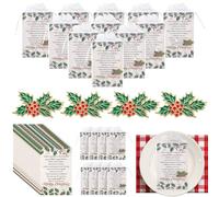 Yuxung Spilla natalizia con bacche di agrifoglio, con sacchetto in organza, per dipendenti, donne, ragazze, regalo per feste, festival, decorazioni (50 set)