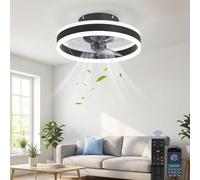 YuYe Ventilatore da soffitto con luce, 3 temperature di colore e 6 velocità, ventilatore da soffitto a LED con lampada, controllo tramite app/telecomando, silenzioso, dimmerabile (Nero, 40CM)