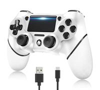 YUYIU Aggiornamento Wireless Controller per Ps4 Remote Plays-tation 4/Slim/Pro/PC, Controllori con Doppio Vibrazione Shock Speaker, Jack per Cuffie Touch Pad Six Axis Motion Control (bianco)