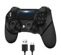 YUYIU Aggiornamento Wireless Controller per Ps4 Remote Plays-tation 4/Slim/Pro/PC, Controllori con Doppio Vibrazione Shock Speaker, Jack per Cuffie Touch Pad Six Axis Motion Control (Luminoso Nero)
