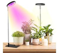 YUYMIKA LED Luci per piante da tavolo, luce per da interno 6000K con timer 3/9/12H, 10 livelli di luminosità, 3 modalità di luce, per piante da interno a spettro completo (480-1-nero) (Nero-2 Pezzi)