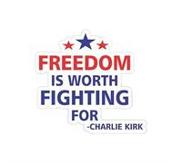YUYQAQ Adesivo per paraurti con Charlie Kirk Freedom Worth Fighting for Charlie Kirk, adesivo in vinile per auto, camion, parete, laptop, bianco