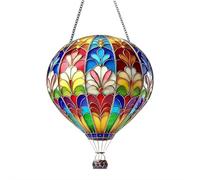 YUYQAQ Lanterna solare a mongolfiera con fiamma tremolante, modello a mongolfiera, lanterne in vetro da appendere per esterni, impermeabile, per giardino, patio, portico, cortile, feste, decorazione