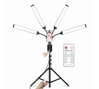 YUYTE 36W Studio Photography Riempimento Luce con Design Flessibile a 4 Bracci, Supporto per Telefoni e Telecomando per Streaming Live, Ritratto, Fotografia di Prodotto (Spina Europea)
