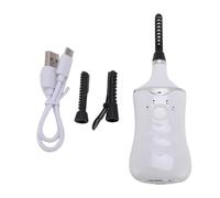 YUYTE Bigodino di Ciglia Riscaldate Elettriche, Bacchetta di Curling Ciglia USB Ricaricabile con 3 Impostazioni di Temperatura 3 Teste di Spazzole Smart Memory Light Indicatori (WHITE)