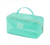 YUYTE Borsa per il Trucco in Rete Traspirante Semi Trasparente di Grande capacità con Design a Scomparto per Riporre gli Articoli da Toeletta in Viaggio D'affari (Blu Verde)