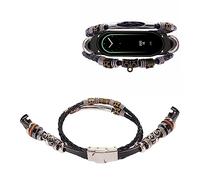 YUYTE Cinturino in Pelle per Bracciale Intelligente, Kit Cinturino per Cinturino Intelligente con Cacciavite Cinturino per Cinturino in Lega di Cuoio Vintage per Mi Band 8 (Nero)