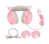 YUYTE Cuffie da Gioco, Cuffie Cat Ear con Interruttore Tattile a 8 Colori, Luce e Microfono Omnidirezionale Retrattile, 3 Effetti Sonori per Giochi, Musica, Streaming Live, Design