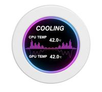 YUYTE Display Temperatura PC IPS da 2,1 Pollici per Sistemi di Raffreddamento Ad Acqua, Raffreddamento Ad Acqua CPU AIDA64 Monitor Secondario Dati CPU Rotondo Tipo C PC con Cavo a 9