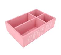 YUYTE Elegante Postazione da caffè in Legno con Divisorio per Cialde di caffè, Bustine di tè e Bustine di Zucchero - Decorazione da Rosata (PINK)