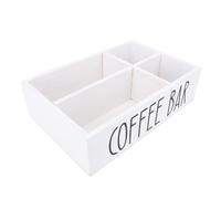 YUYTE Elegante Postazione da caffè in Legno con Divisorio per Cialde di caffè, Bustine di tè e Bustine di Zucchero - Decorazione da Rosata (WHITE)