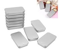 YUYTE Kit Mini Contenitore Portatile Piccolo con Coperchio, 10 Pezzi Contenitore di Latta con Coperchio Scorrevole Vuoto, Scatola Vuota Portatile di Latta D'argento per Profumo Solido