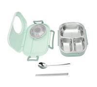 YUYTE Lunch Box da 1450 Ml, Contenitore Termico per Alimenti a Doppio Strato in Acciaio Inossidabile con Anello di Tenuta in Silicone e Set di Posate, per Bambini, Studenti, Scuola, (GREEN)