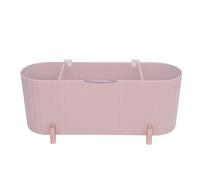 YUYTE Organizer per Riporre Bastoncini di Cotone, Tamponi di Cotone Resistenti Alla Polvere a 3 Griglie e Dispenser per Rossetti per la Scrivania di Casa e Salone di Bellezza (PINK)