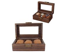 YUYTE Organizer per Scatola per Orologi da Uomo a 3 Scomparti, Vetrina per Orologi, Cuscino Staccabile in Legno, Copertura in Vetro, Scatola per Orologi a Strato Singolo per Gioielli