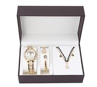 YUYTE Orologio da Polso da Donna, Set di Gioielli con Bracciale, Set di Gioielli da Donna, Collana con Cinturino, Oro Rosa e Oro per Le Donne, Orologio al Quarzo con da Ragazza