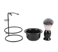 YUYTE Set Pennelli Barba per Uomo, Pennello Barba in Pelo Sintetico con Manico in Legno, Ciotola e Supporto in Acciaio Inossidabile