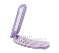 YUYTE Spazzola per Capelli Pieghevole Autopulente 2 in 1 con Cuscinetto Rimovibile per Specchio Viaggio, Denti Arrotondati a Forma di, Compatta 3,9 Pollici su un Lato p (PURPLE)