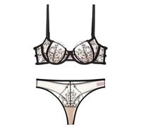 YUYUCH Set di Lingerie Trasparente Ricamato in Pizzo da Donna Simpatico Reggiseno Sfoderato con Spalline e Bralette Push up con Slip