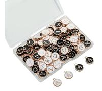 YUYUDEHM 104 ciondoli a forma di lettera per la creazione di gioielli, ciondoli a forma di lettere su entrambi i lati (nero, bianco)