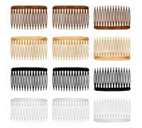 YUYUDEHM 12 pettini laterali francesi, 4 colori, clip decorative laterali da donna, 14 denti, accessori decorativi per capelli per fare styling, chignon