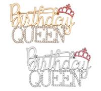 YUYUDEHM Confezione da 2 spille di compleanno, spille con strass, spilla a forma di corona di diamanti, accessori regalo di compleanno, Zinco, Nessuna pietra preziosa